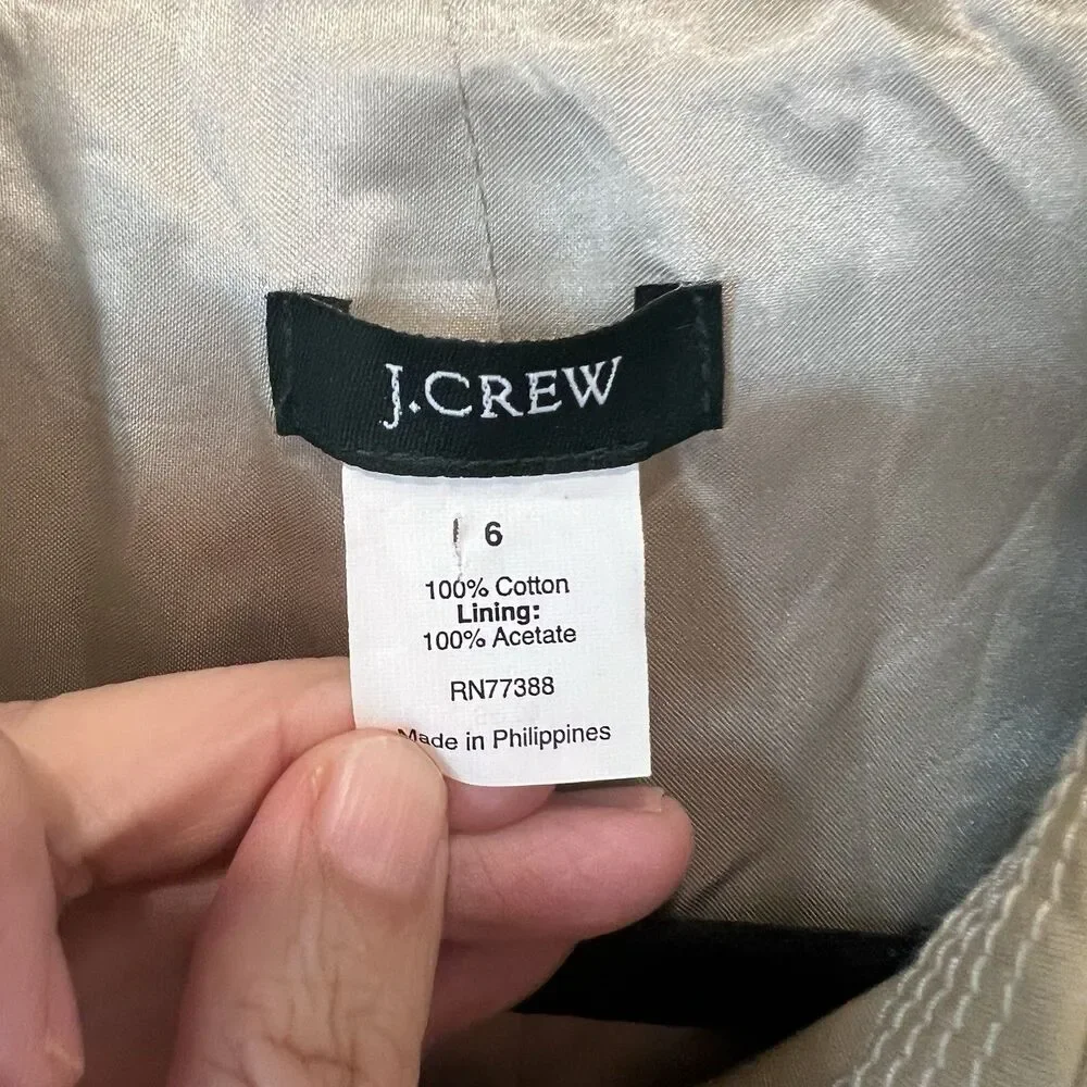 J Crew Trench Coat Womens 6 Tan Double Breasted Belted Lined Classic Style